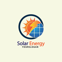 Sun solar energy logo design template. solar tech logo designsv