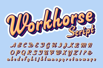 A Layered Bold Script Type Alphabet, Good for Branding or Headlines.