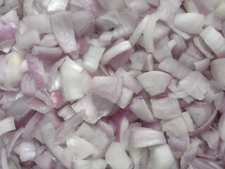 White color diced cut raw Onion