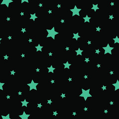 Seamless Starry Nights Theme Blue Stars with Black background vector illustration pattern design for fabric, textile, gift wrapping, background, wallpaper, bullet journal, scrapbooking, nursery