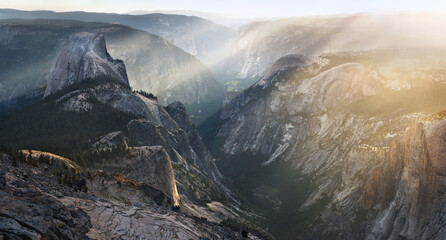 Half Dome and Sun Rays from the Summit of Cloud’s Rest