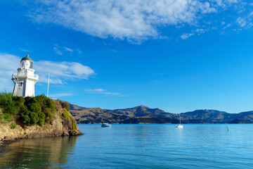 Lighthouse in Akaroa, New Zealand.