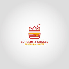 Burgers & Shakes Vector logo design template idea and inspiration