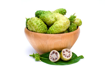 Noni fruits isolated on white background