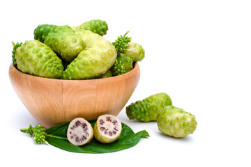 Noni fruits isolated on white background