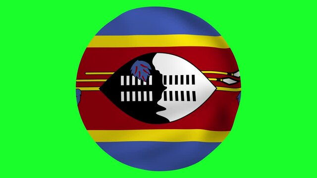 Round Flag of Swaziland waving in air 4k UHD Animation