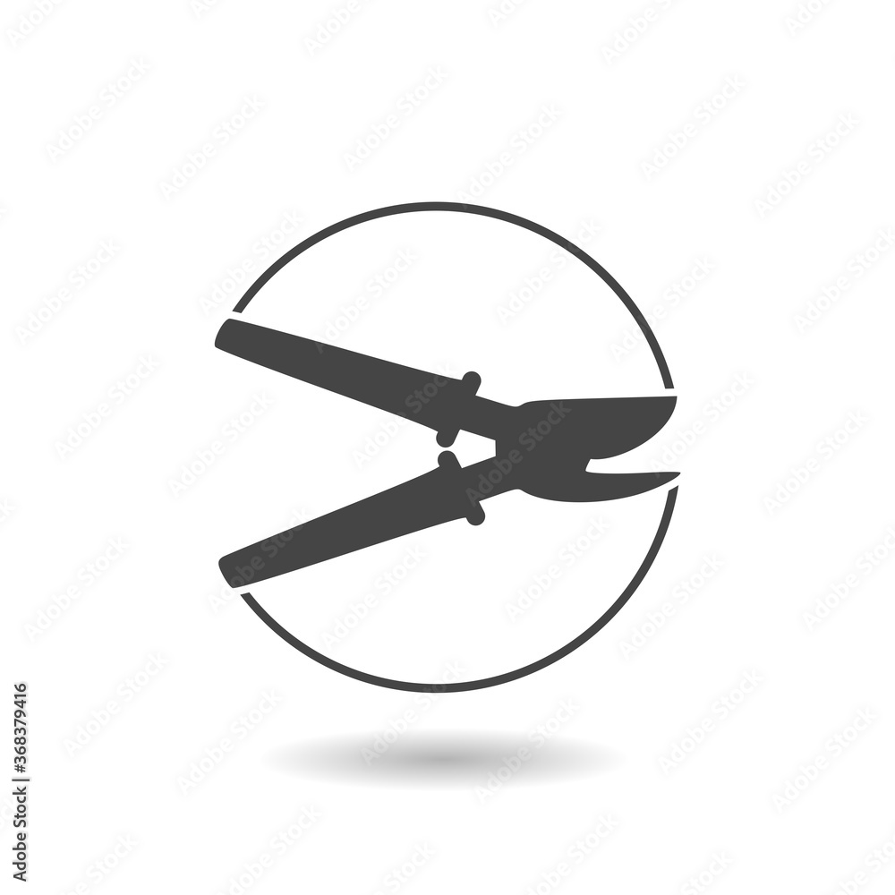 Poster pruning shears icon with shadow