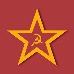 communism star symbol socialism sign yellow red background concept 