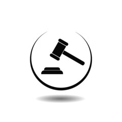 Judge gavel icon with shadow