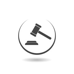 Judge gavel icon with shadow
