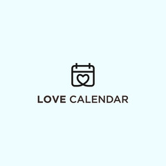 Love calendar logo vector silhouette icon