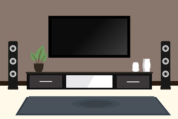 illustration of the living room, a room to relax watching television at home