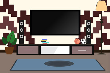 illustration of the living room, a room to relax watching television at home