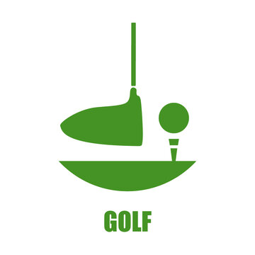 Golf tee shot. Colored icon.