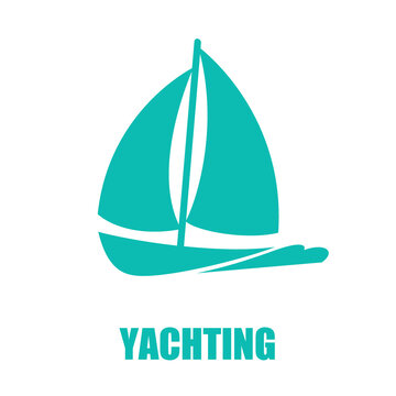Sailing yacht. Colored icon.