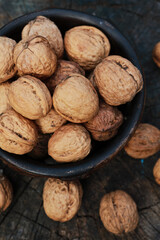walnuts in earthenware on the table