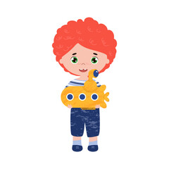 Happy boy with the toy