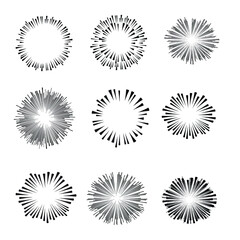 Radial speed Lines in Circle Form for comic books . fireworks Explosion background . Vector Illustration . Starburst
 round Logo . Circular Design element . Abstract Geometric star rays . Sunburst .