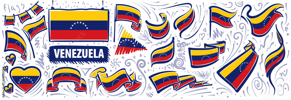 Wall mural vector set of the national flag of venezuela in various creative designs - Wall murals