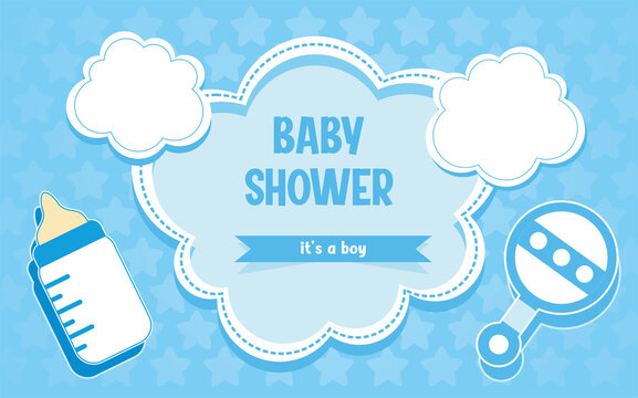 cute, unik and modern baby shower in blue frame
vector illustration