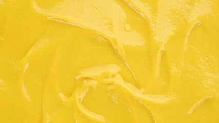 yellow American mustard top view - obrazy, fototapety, plakaty