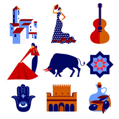 Andalusia set of vector icons and symbols - 368387087