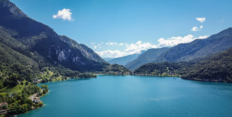 Naklejka na ściany i meble Ledro Lake in Ledro Valley, Trentino Alto Adige,northern Italy, Europe. This lake is one of the most beautiful in the Trentino.
