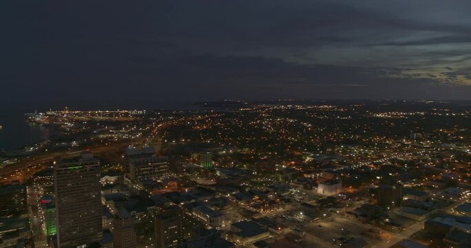 Mobile Alabama Aerial v24 sunset over the city and downtown shipyards - DJI Inspire 2, X7, 6k - March 2020