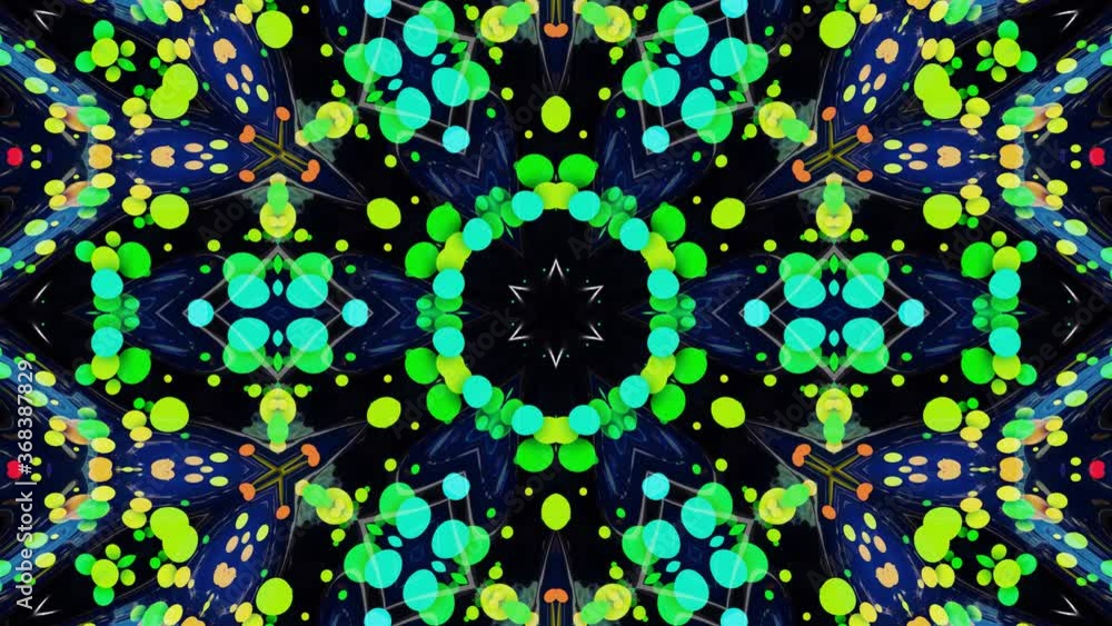Poster star symmetry. kaleidoscope effect from wavy shiny liquid surface with distorted circles float like 