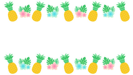 プルメリアとパイナップルのライン飾り