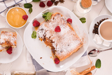Bougatsa - Greek puff pastry with cream.
