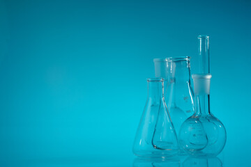 Chemical vessels. Glass flasks. Laboratory utensil.