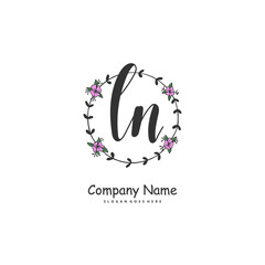 L N LN Initial handwriting and signature logo design with circle. Beautiful design handwritten logo for fashion, team, wedding, luxury logo.