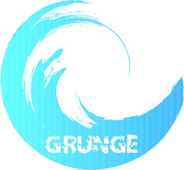 Fototapeta na wymiar Blue Abstract Wave . Grunge Logo Element. Surfing Icon . Brush Stroke . Vector Illustration. 