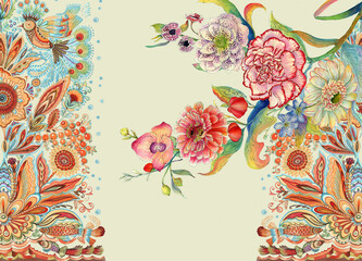 Classic paisley and fine lace pattern, Persian pattern，suitable for textile clothing and wallpaper design, invitation design