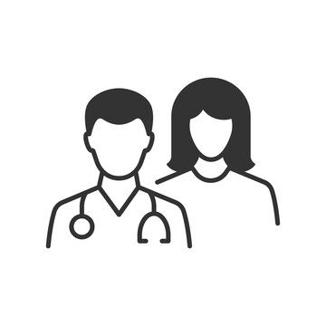 Doctor and patient icon. Vector illustration.