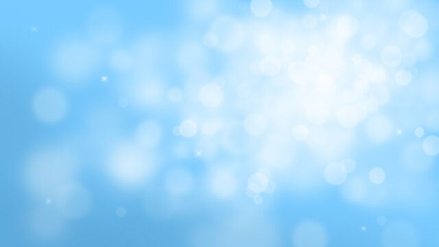 Soft and blurred bright blue sky with bokeh lights. Abstract background with copy space in 4k resolution.