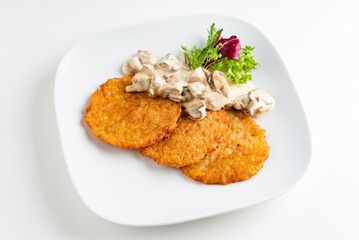 potato pancakes with mushrooms