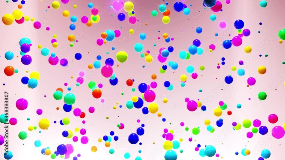 Poster abstract composition of colorful balls in air, which randomly light up and reflect in each other. mu