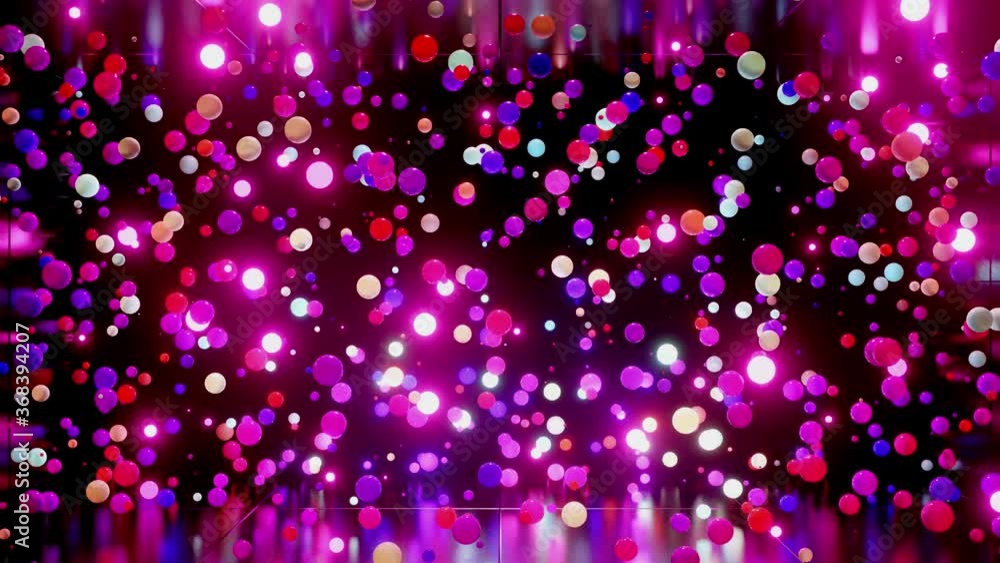 Poster abstract composition of colorful balls in air, which randomly light up and reflect in each other. mu