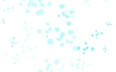 Fototapeta na wymiar Light BLUE vector doodle pattern with flowers, roses.