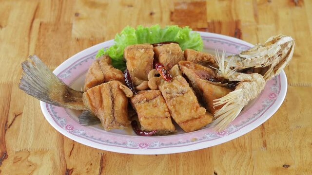 Deep Fried Sea Bass or Snapper Fish