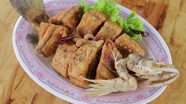 Deep Fried Sea Bass or Snapper Fish