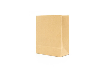 A shopping kraft paper bag isolated on white background