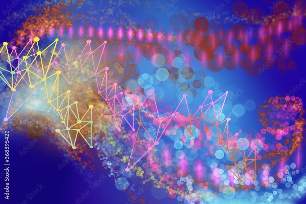 Wall mural dots and lines nerual network technology world connect abstract background with brilliant colors