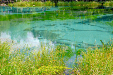 Geyser lake in Altai mountains in Russia
