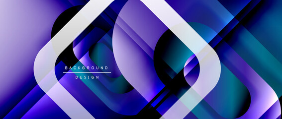 Vector geometric abstract background with lines and modern forms. Fluid gradient with abstract round shapes and shadow and light effects