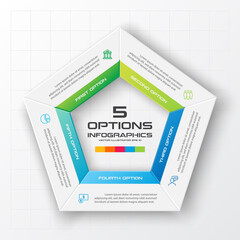 Pentagon element for infographic,Business concept with 5 options,Vector illustration.