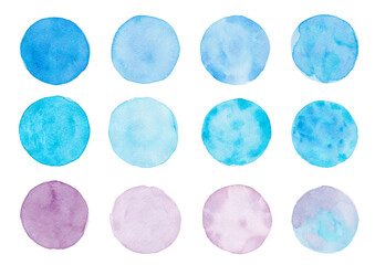 水彩で描いた青と紫のドットアイコン