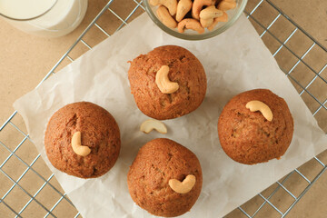 Top view of freash banana cup cake 
